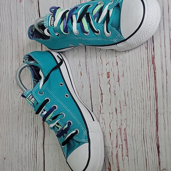 CONVERSE Teal Canvas Sneakers With Multi Laces Women's Size 8 - Picture 4 of 7